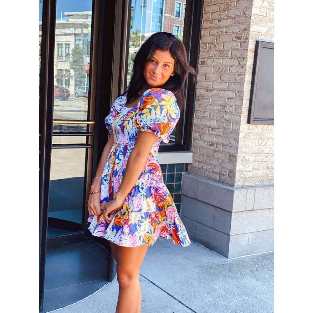 FLYING TOMATO LOVELY MEETING YOU WOVEN MINI DRESS FLORAL FLIRTY VACAY ID18744 - Picture 4 of 13